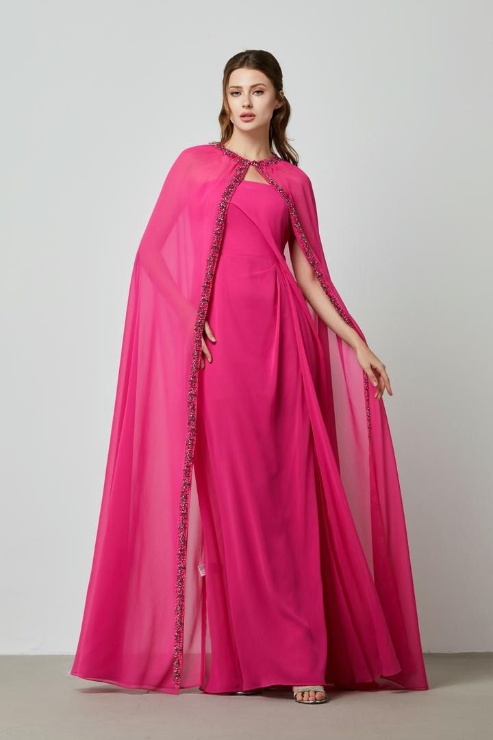 Embellished cape dress