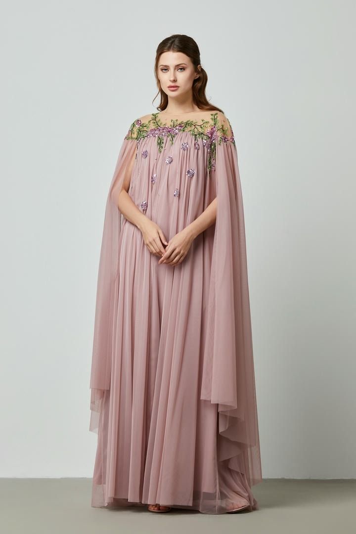 Cape embellished dress