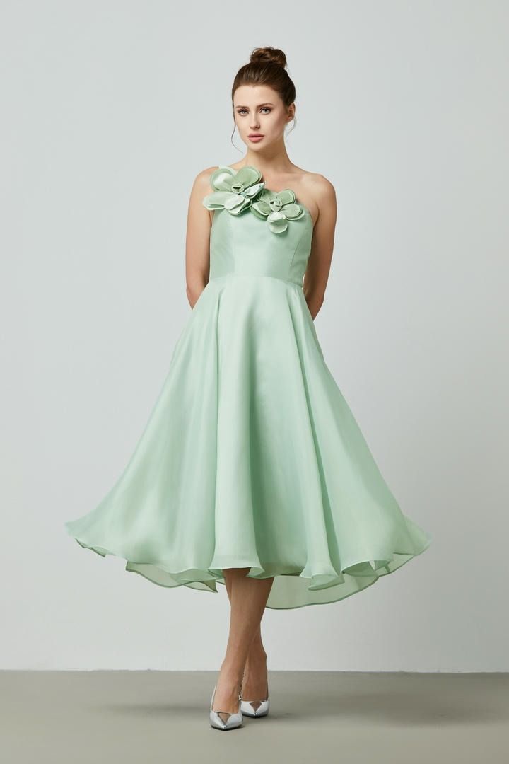 Asymmetrical neckline dress
