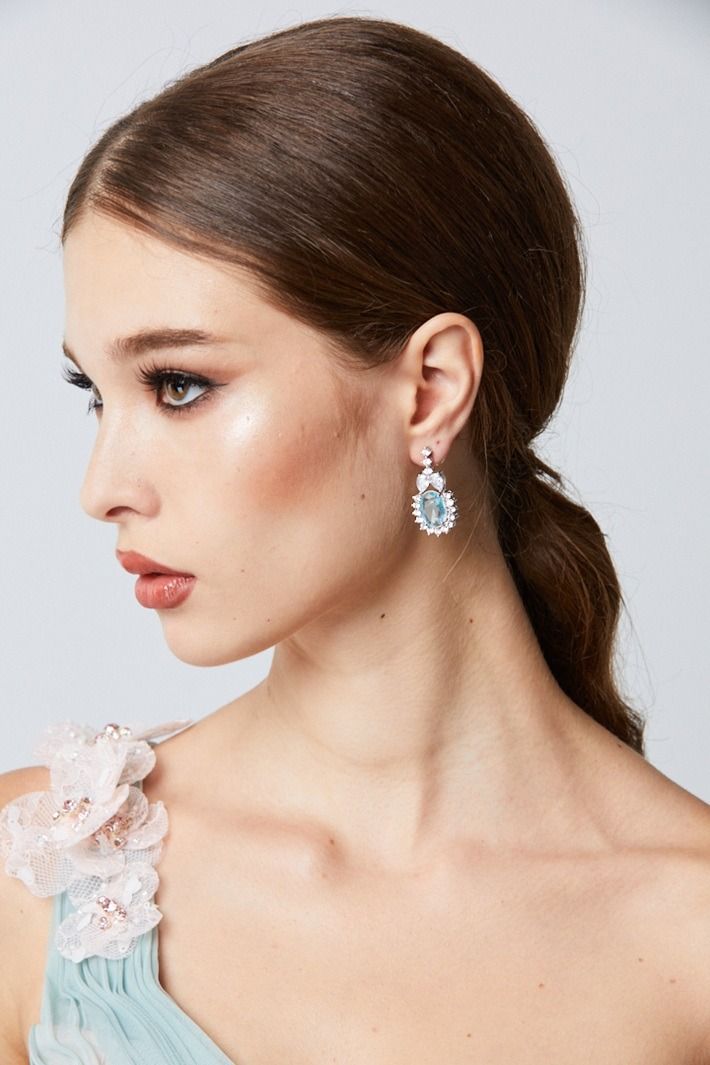 Silver Blue Drop Earrings