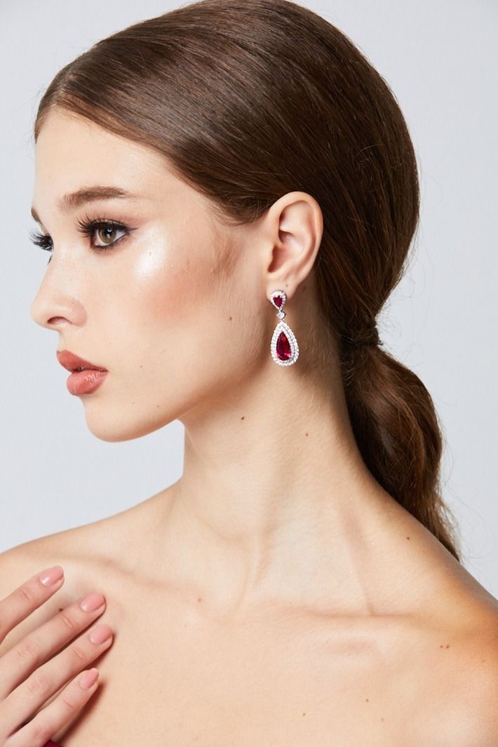 Red Crystal Drop Earrings