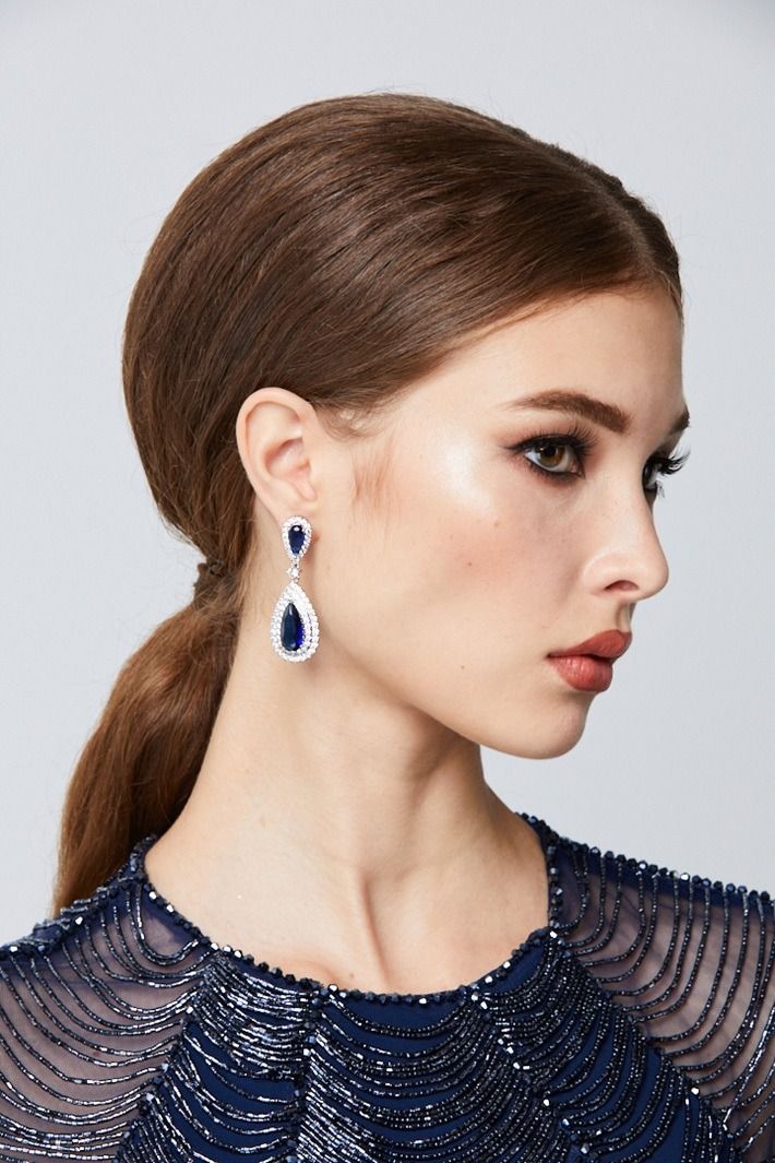 Blue Crystal Drop Earrings