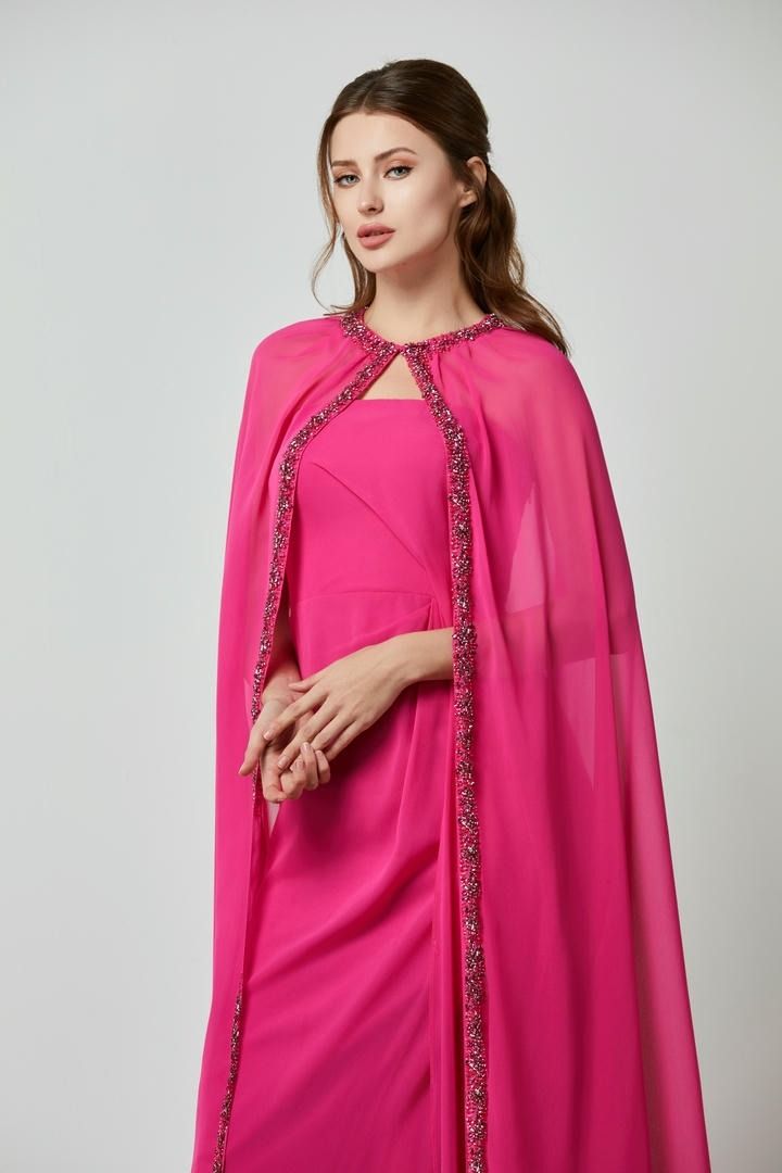 Embellished cape dress