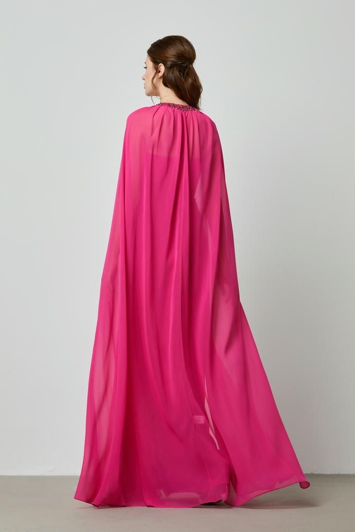 Embellished cape dress