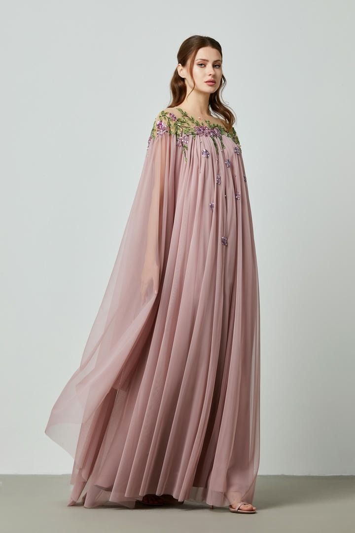 Cape embellished dress