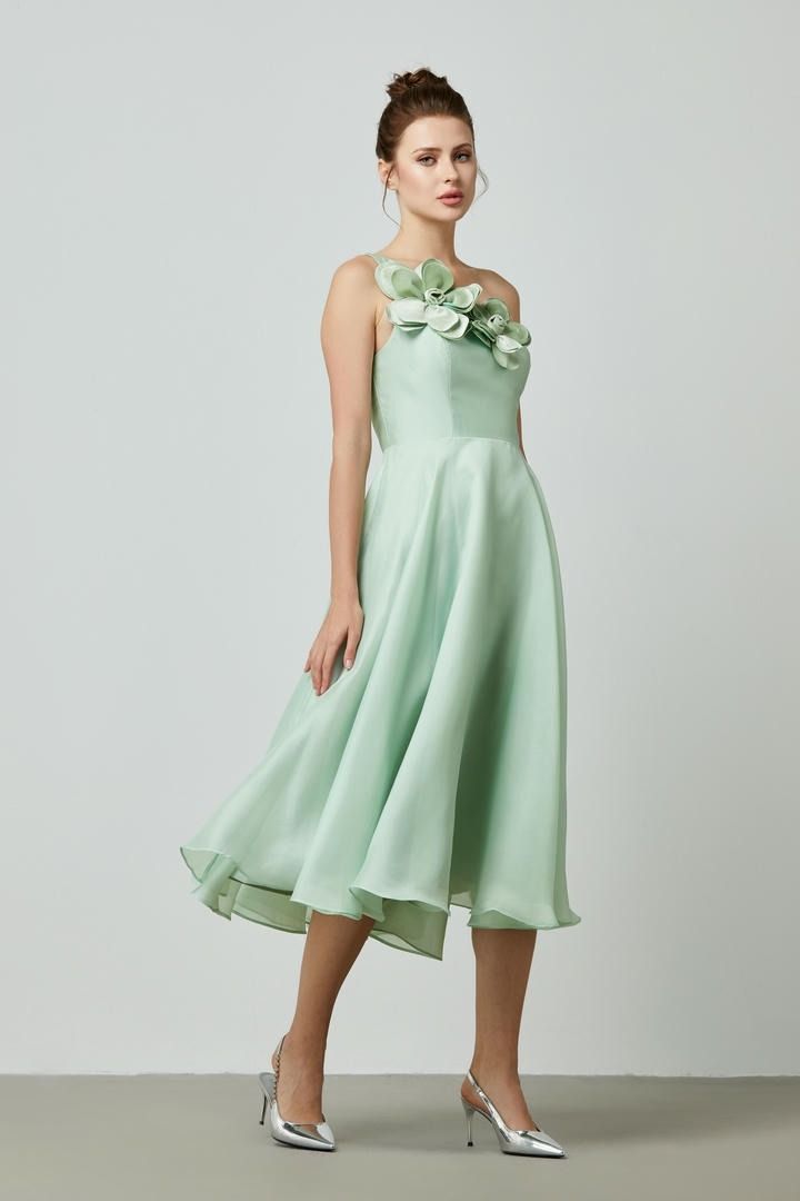 Asymmetrical neckline dress