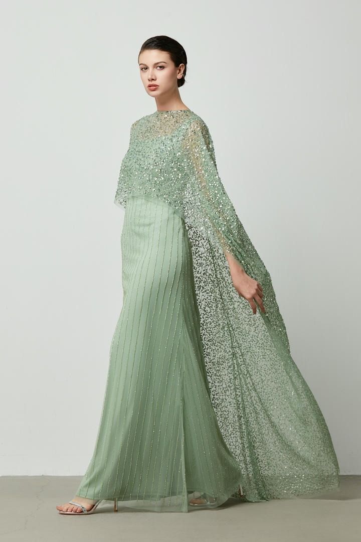Beads Cape embellishment dress