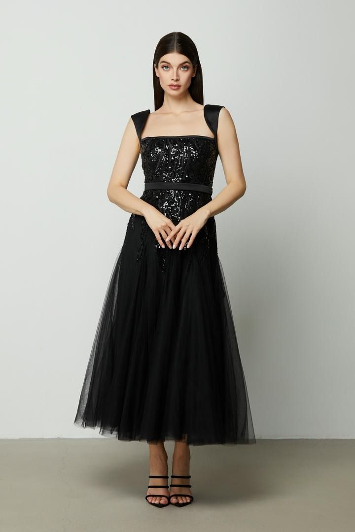 Embellished mesh dress
