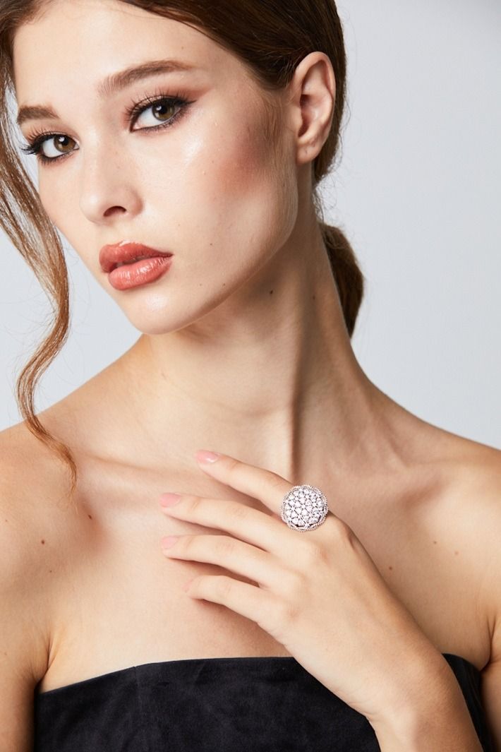 Silver Crystal Bloom Ring