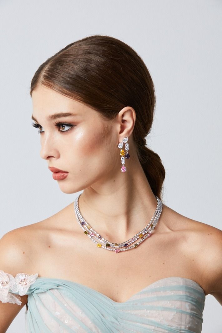 Silver Curve Necklace Set