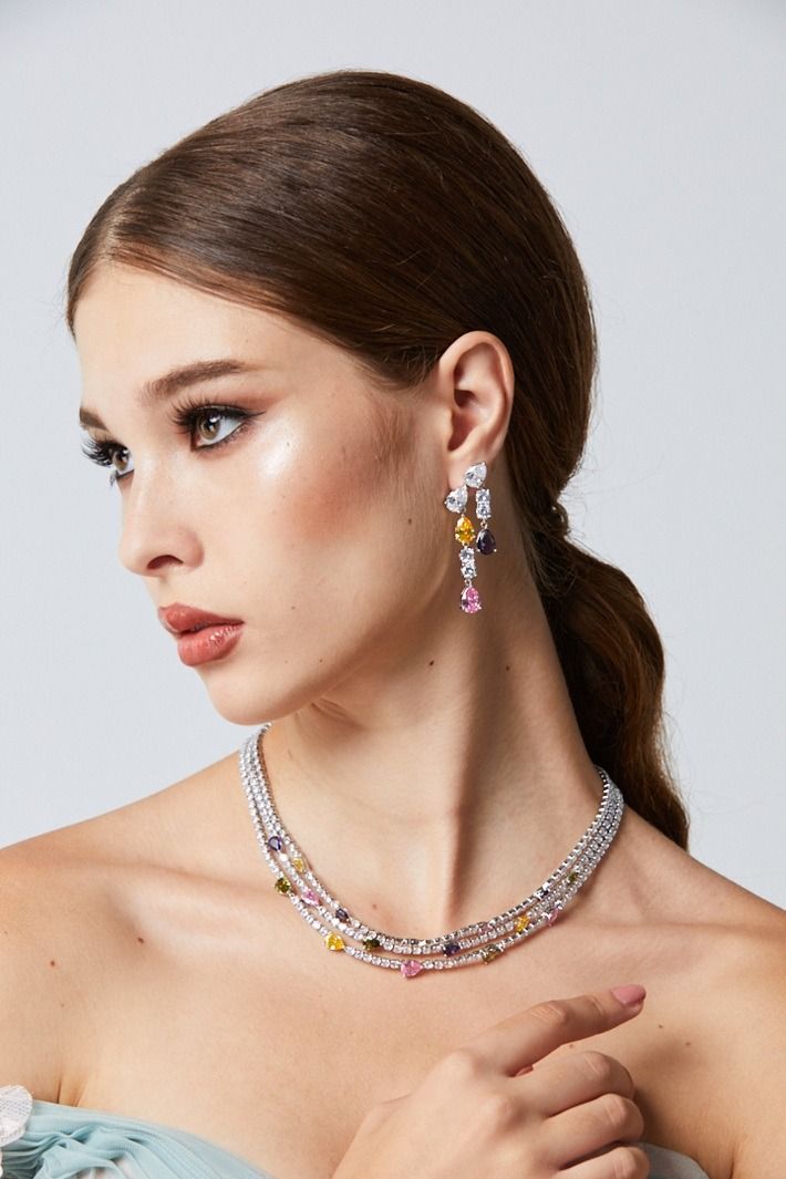 Silver Curve Necklace Set