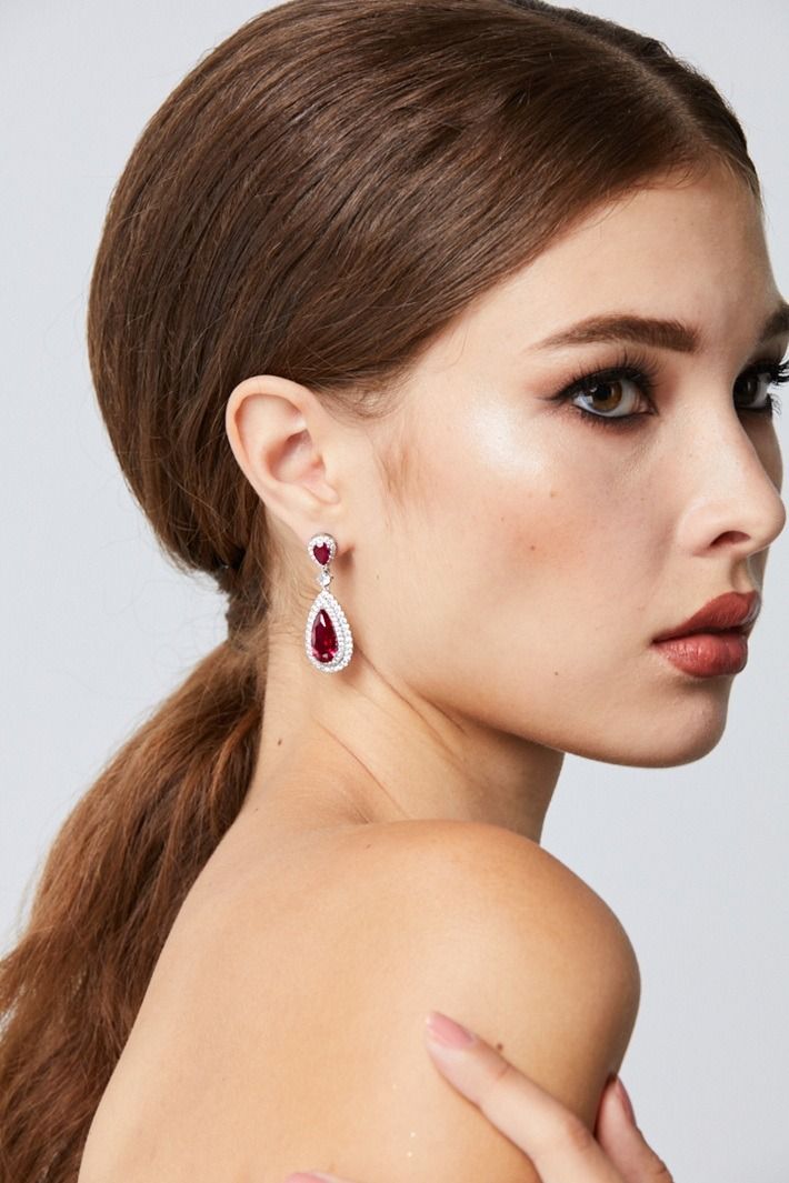 Red Crystal Drop Earrings