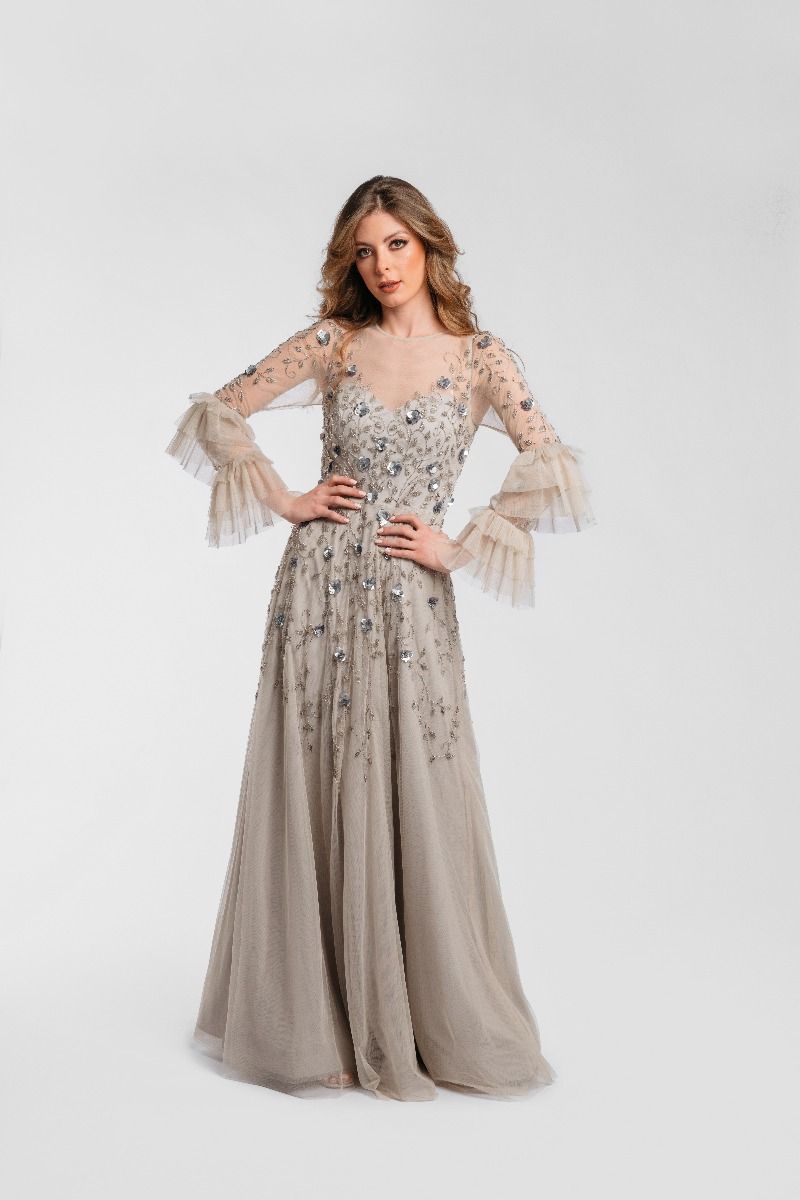 Floral sequin embellishment dress