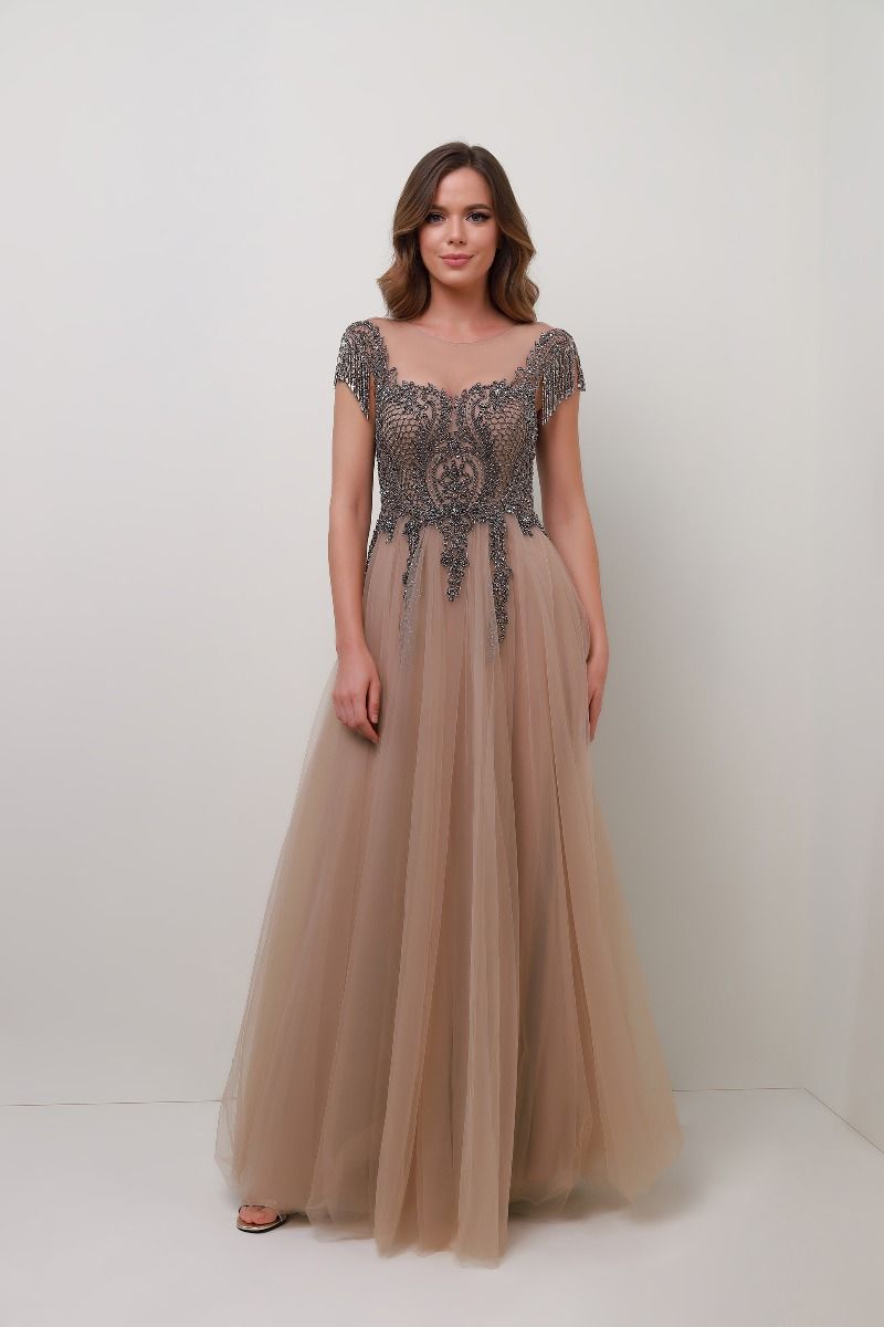 Fringe rhinestones shoulders dress