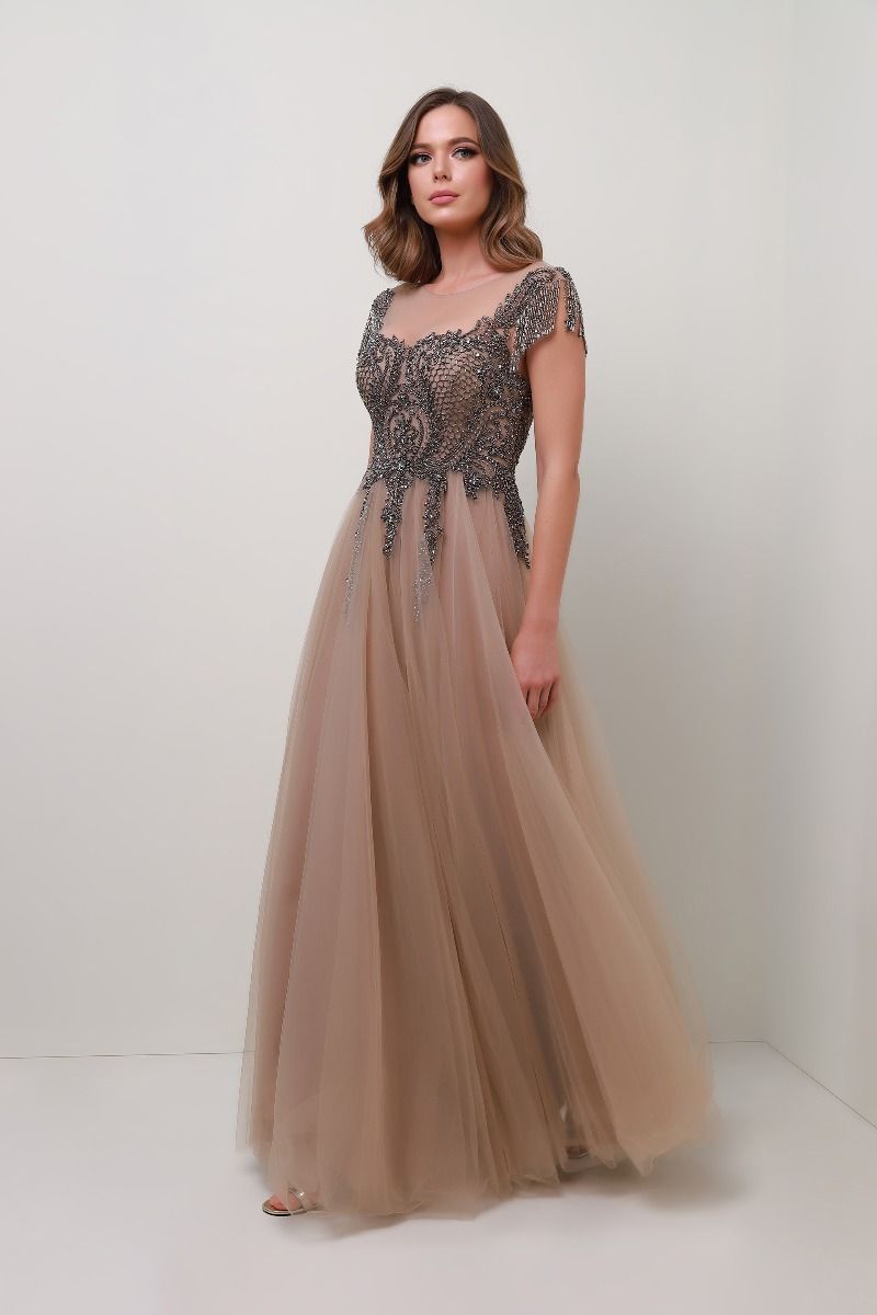 Fringe rhinestones shoulders dress