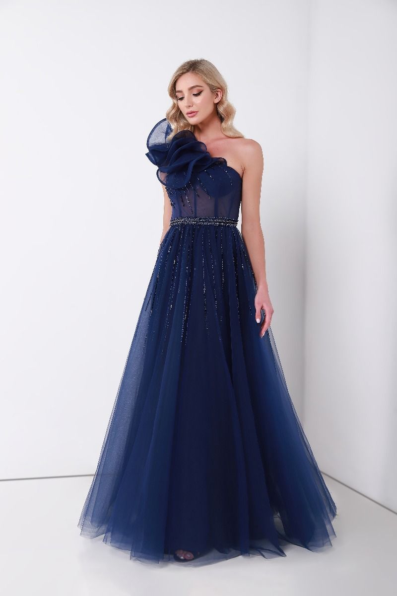 Ruffled one shoulder dress