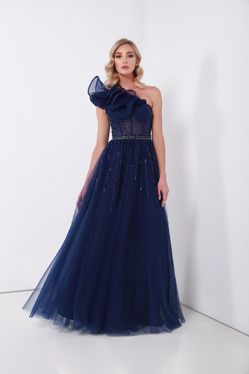 Ruffled one shoulder dress