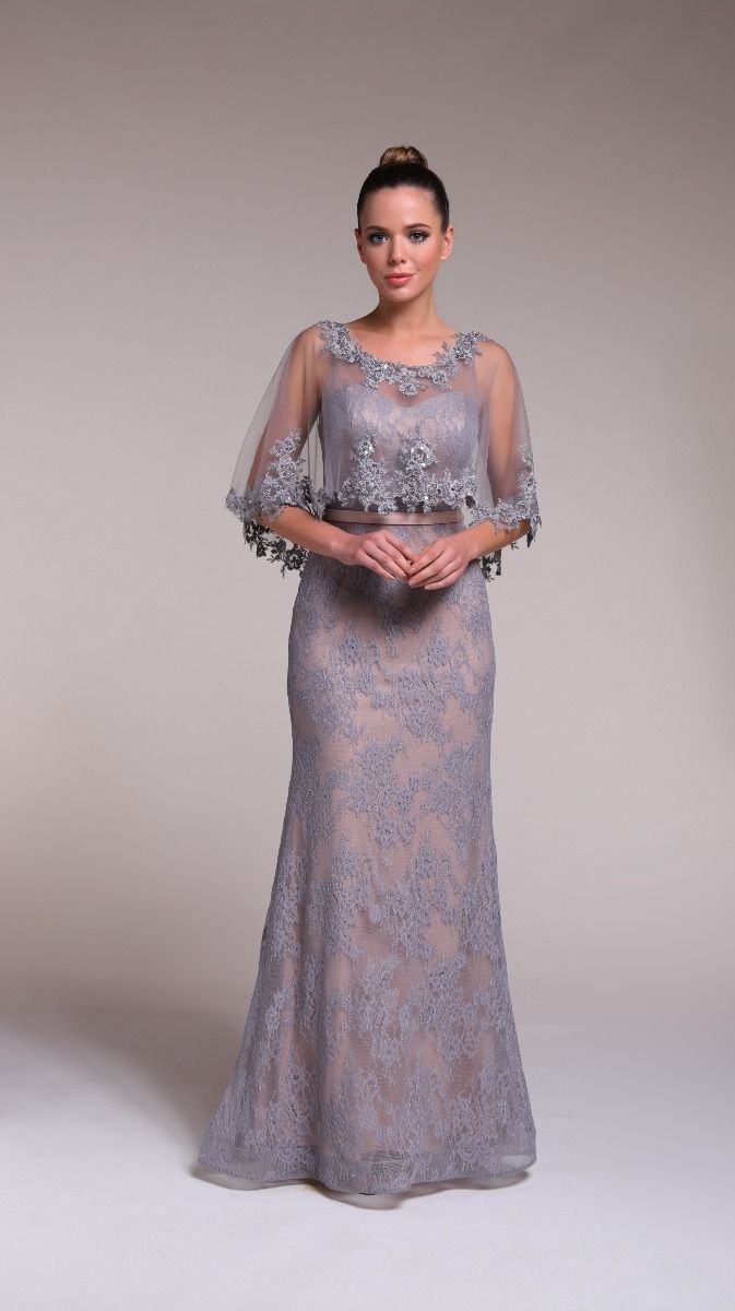 Embellished cape dress
