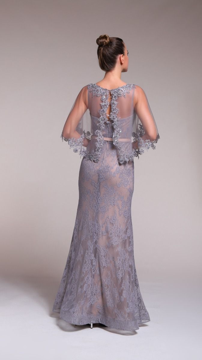Embellished cape dress