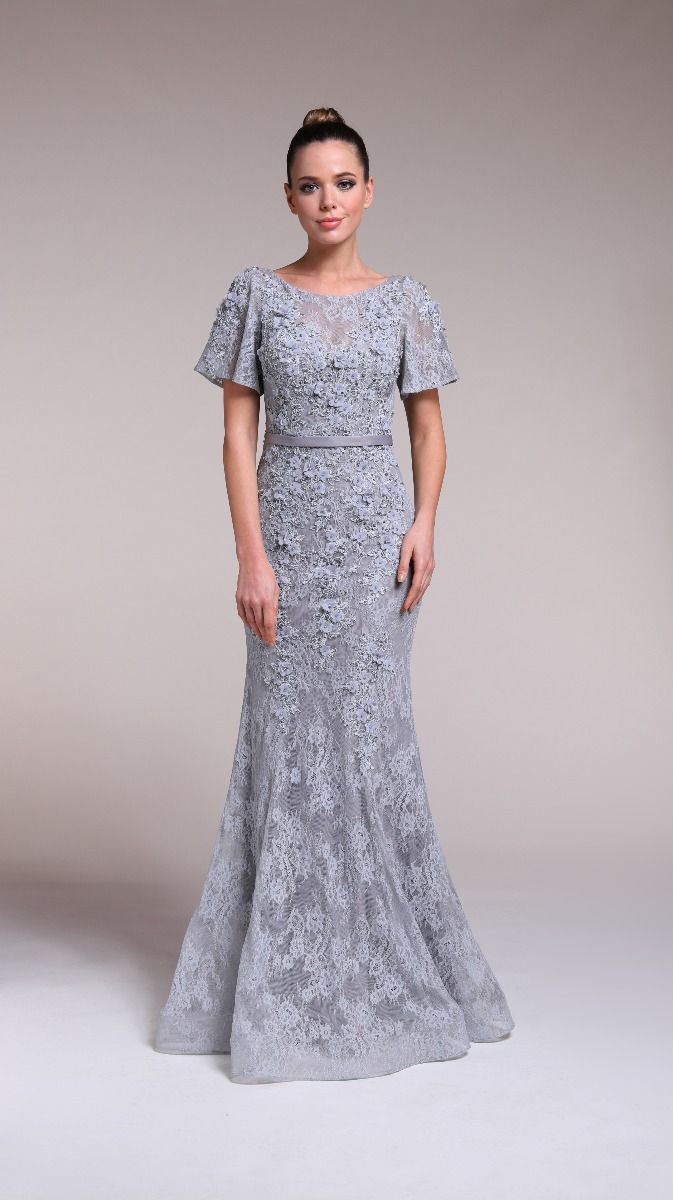 Floral applique lace dress