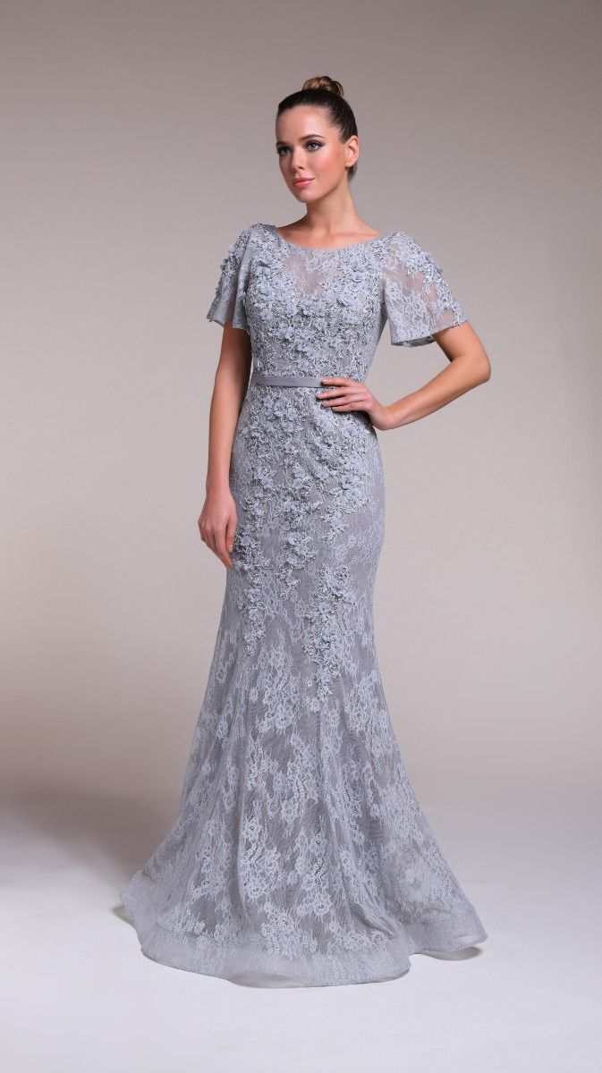 Floral applique lace dress