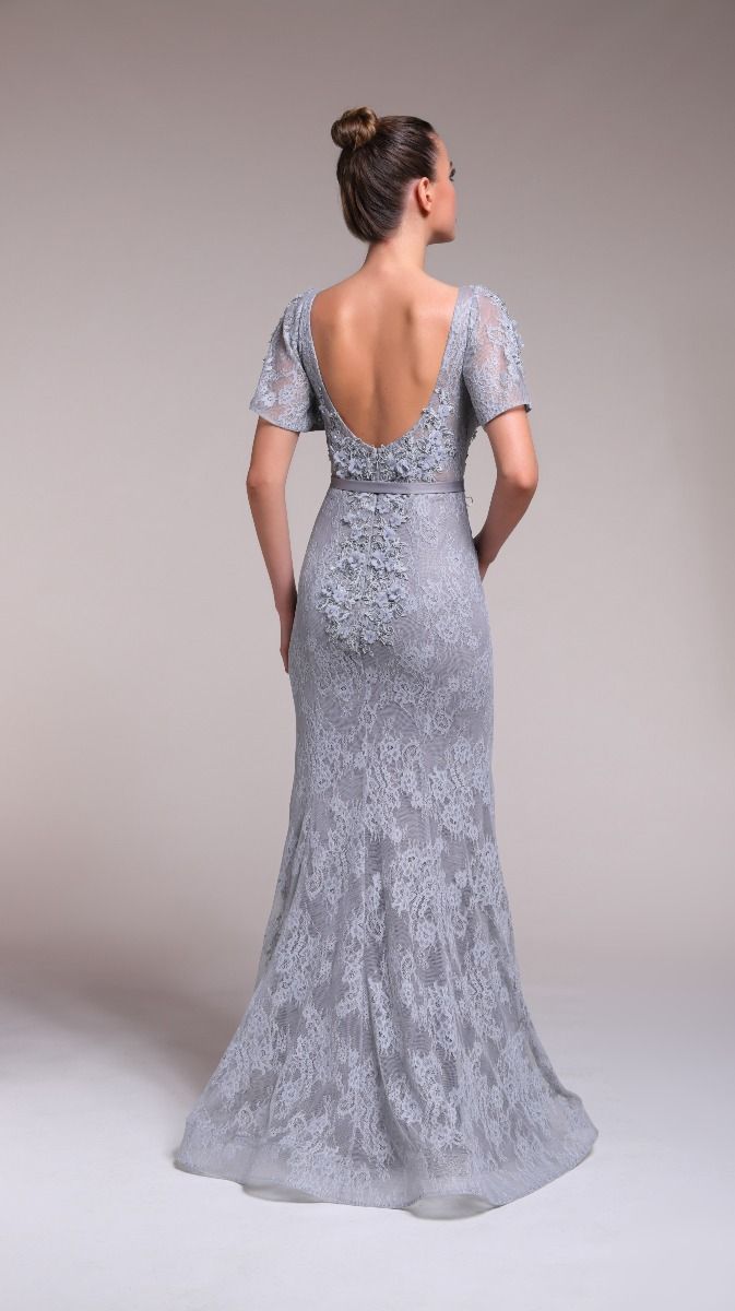 Floral applique lace dress