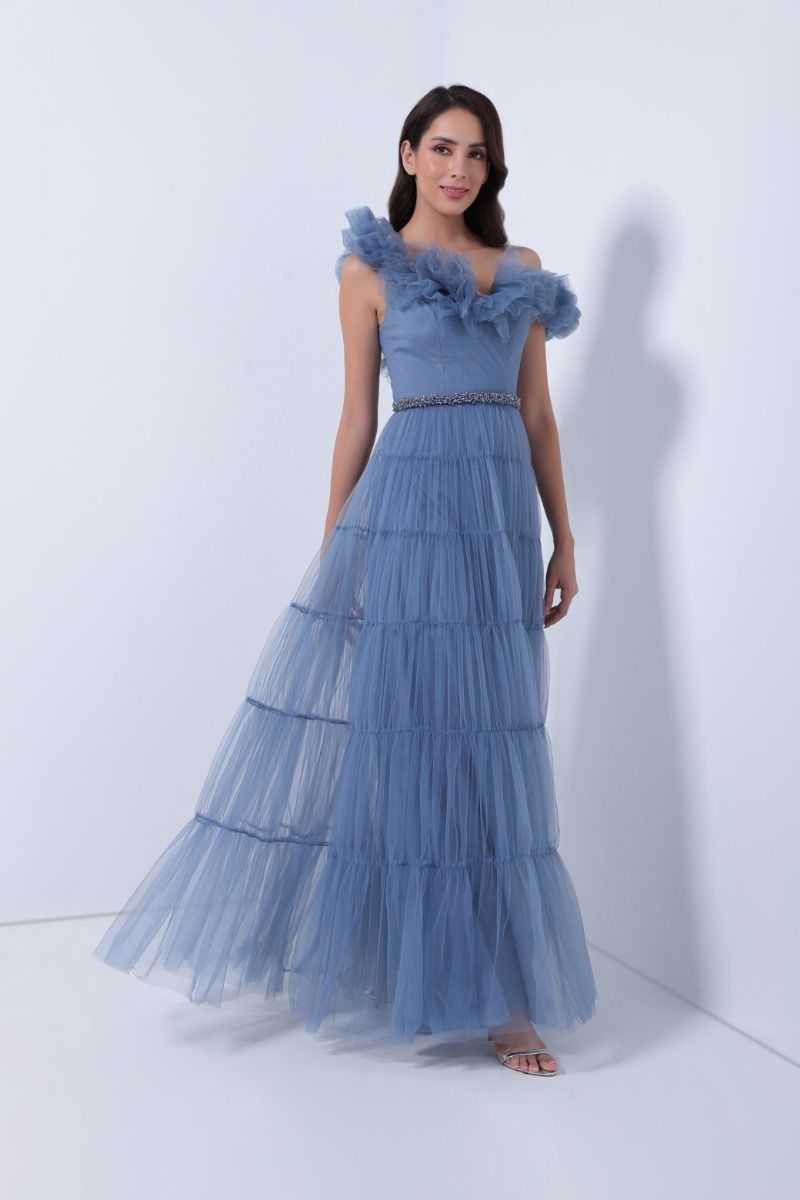 Embellished tiered dress