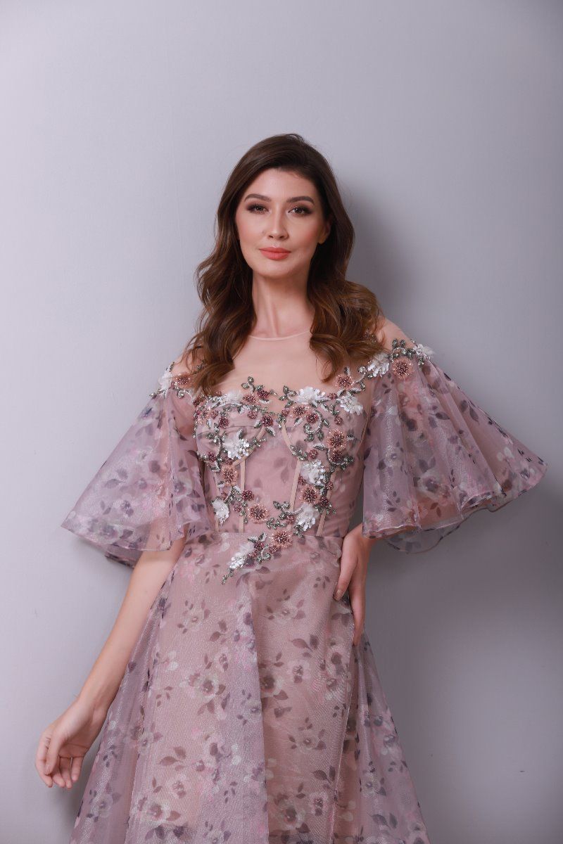 Floral print corset dress