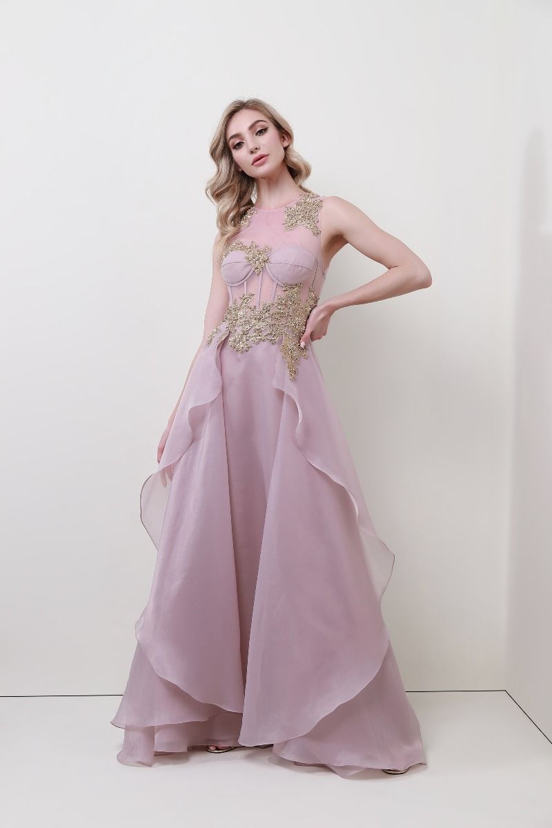 floral appliqué dress
