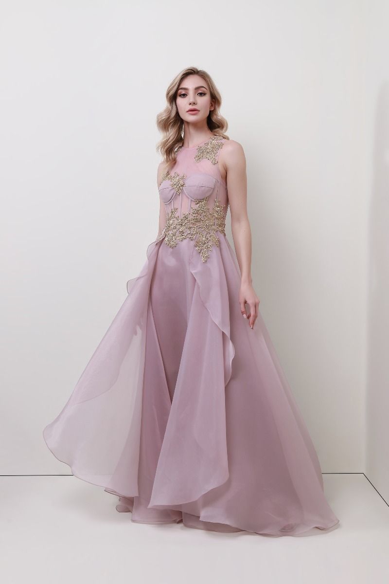 floral appliqué dress