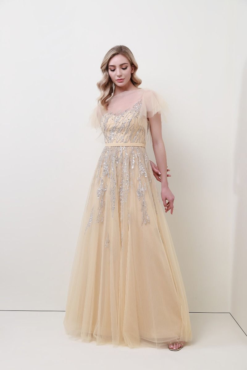 Sheered neckline dress