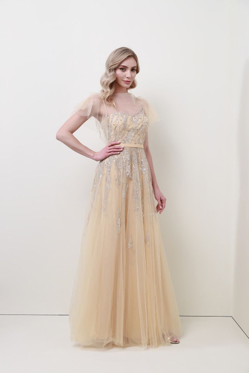 Sheered neckline dress