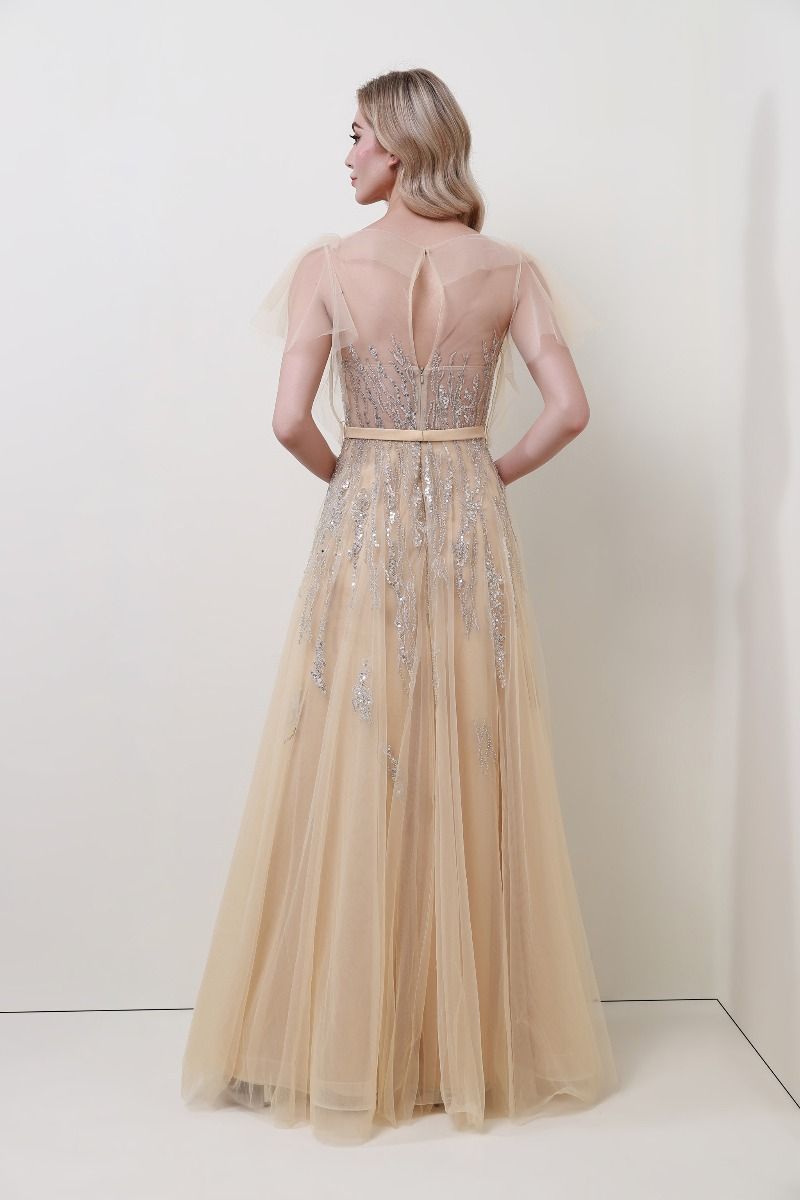 Sheered neckline dress