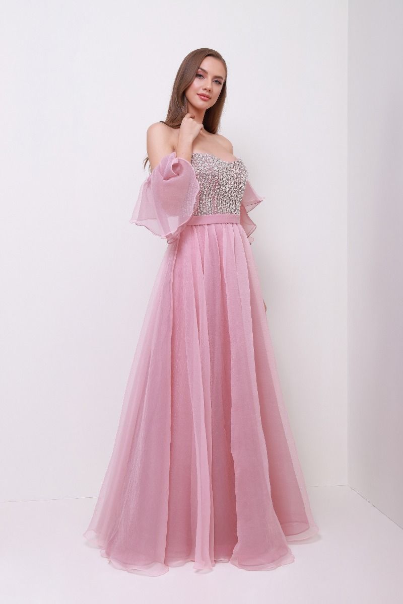 Ruffled off shoulder dress