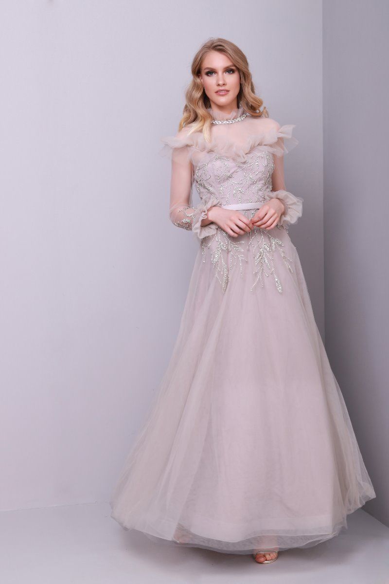 Embellished high neck dress