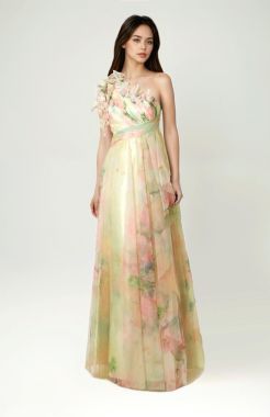 Floral one-shoulder dress