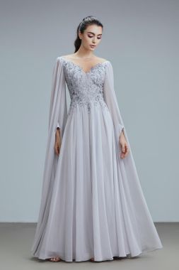 Embellished cape sleeves dress