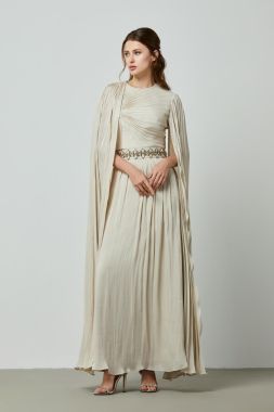 Embellished cape dress