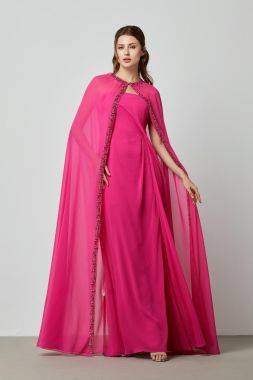 Embellished cape dress
