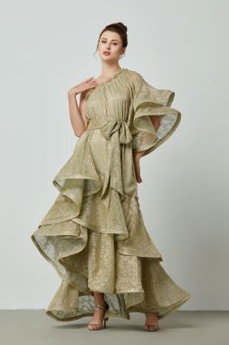 Ruffled mesh dress