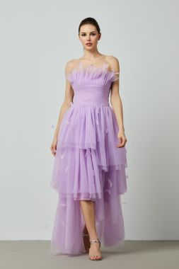 feather applique dress