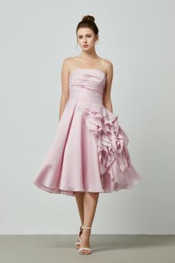 Side ruffles midi dress