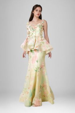 Floral prints peplum dress